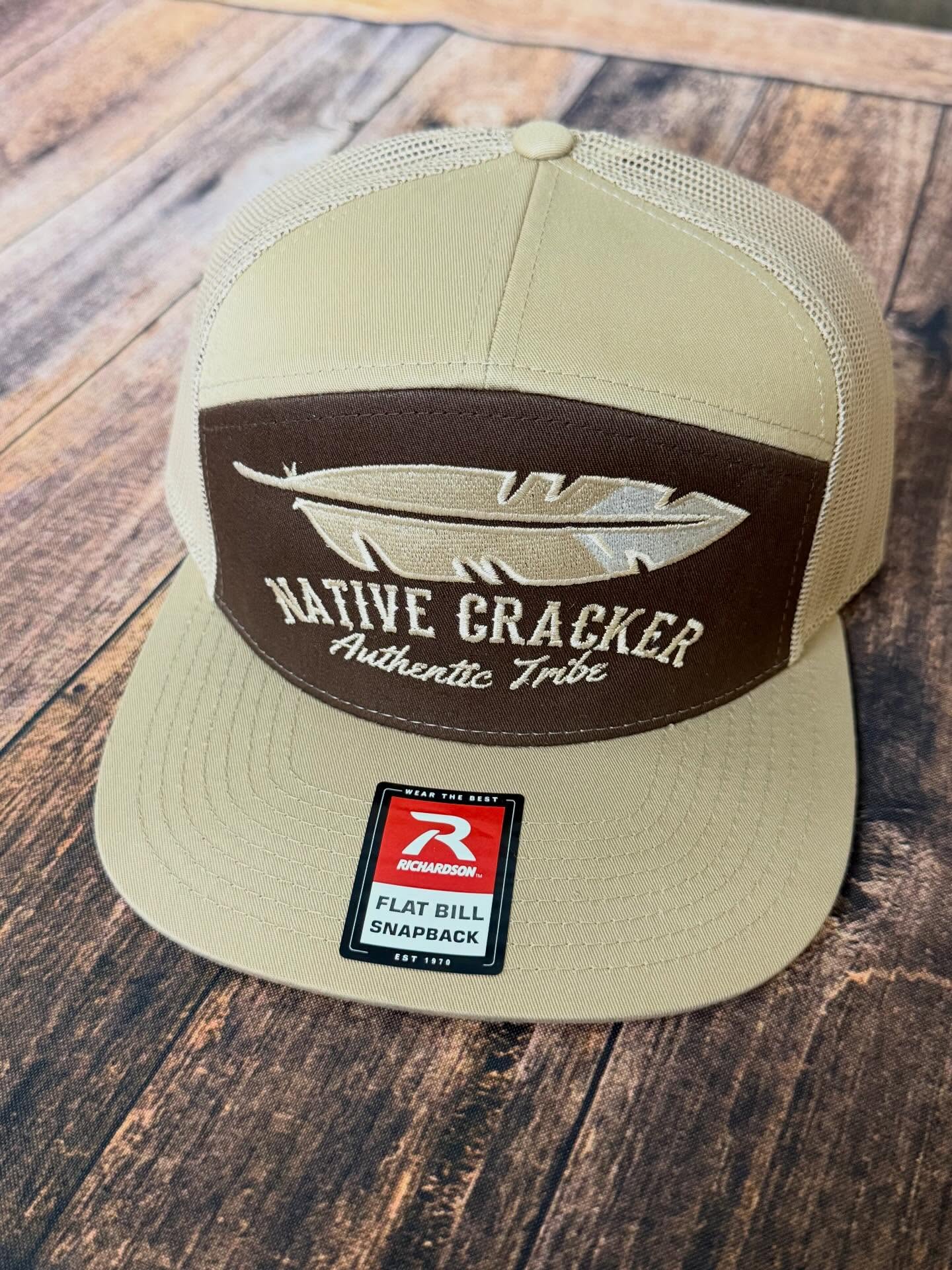 Instagram post with the caption: New Color Drop Alert 🚨🪶
The Native Cracker Feather Flatbill Sn...